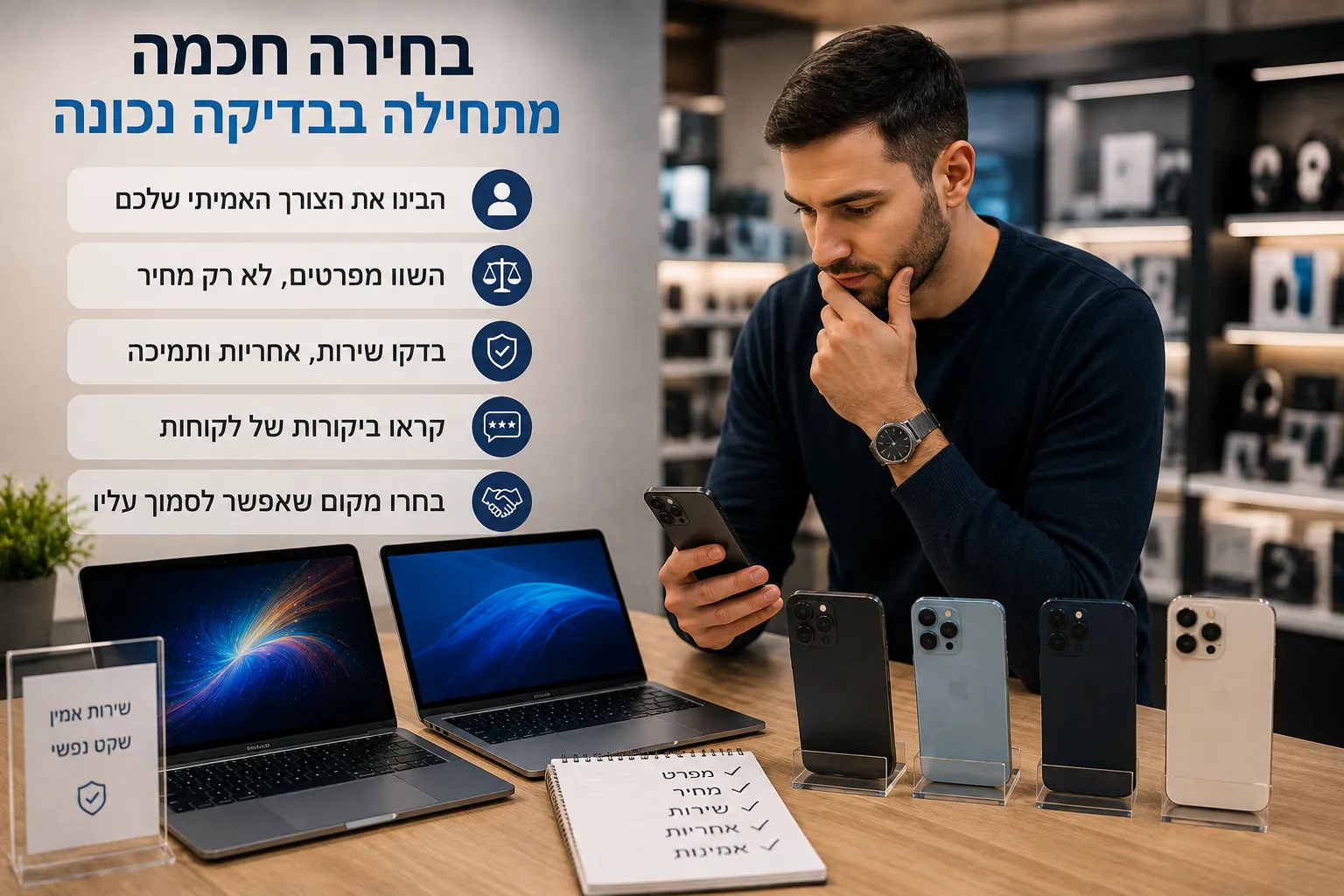 מה באמת חשוב לבדוק לפני שקונים מחשב או טלפון חדש