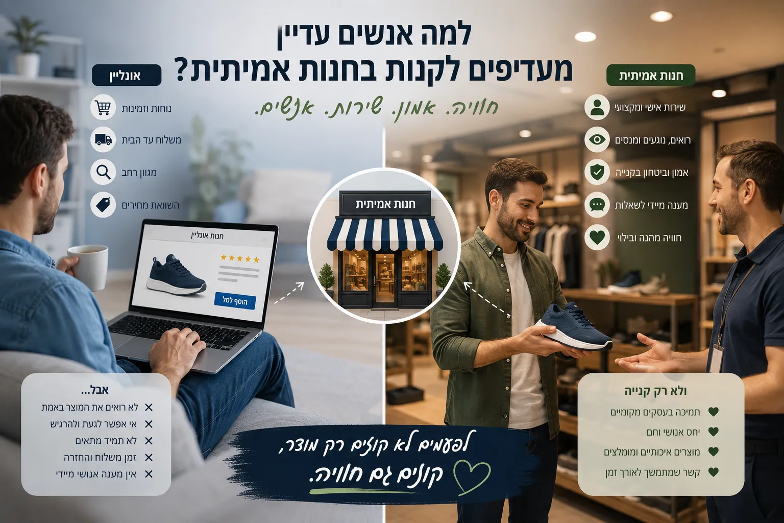 למה אנשים עדיין מעדיפים לקנות בחנות אמיתית ולא רק באינטרנט